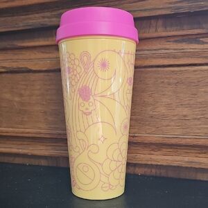 Amika Pink and Yellow Travel Mug